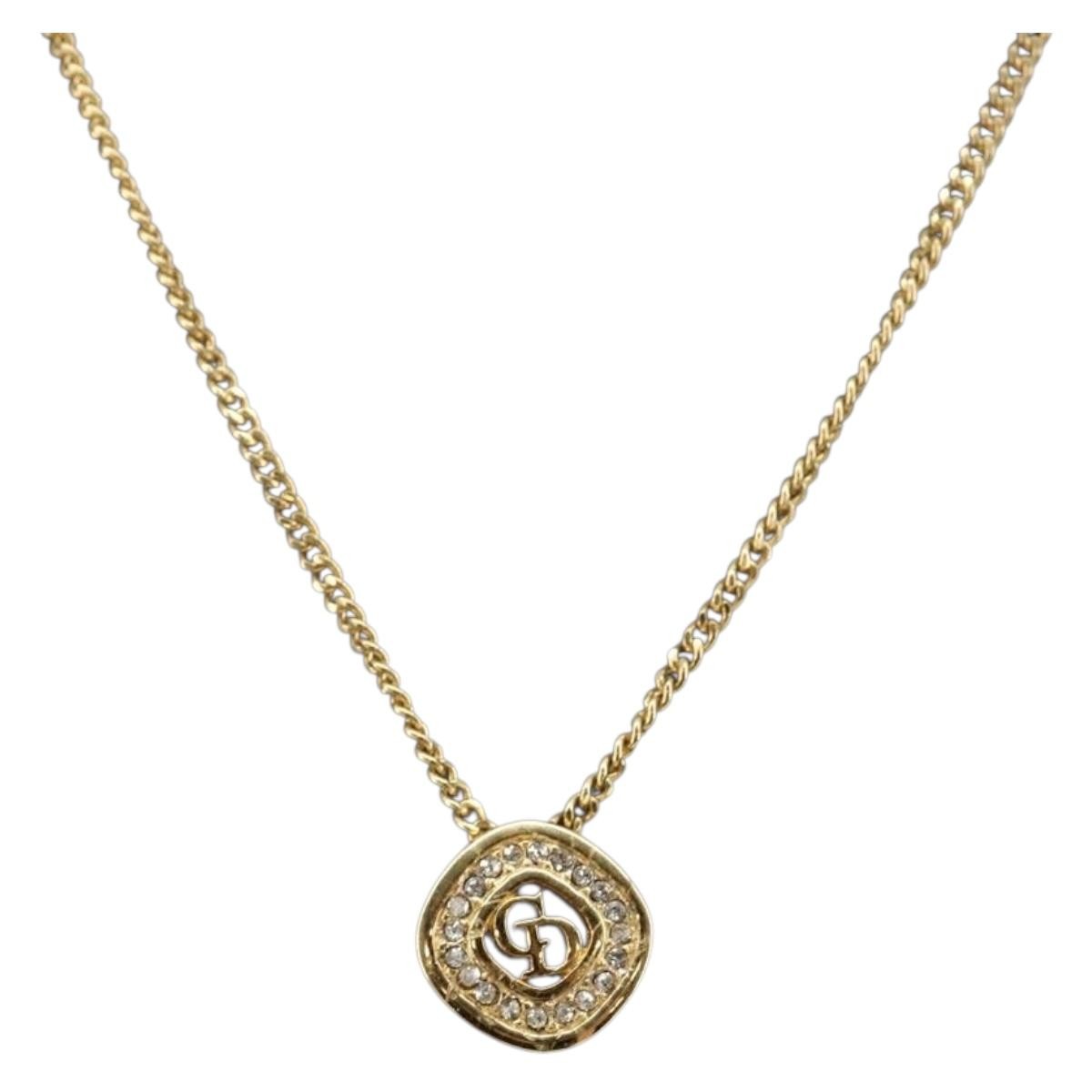 Christian Dior Cd Pendant Metal And Crystals Gold Metal Jewelry (Pre-Owned)