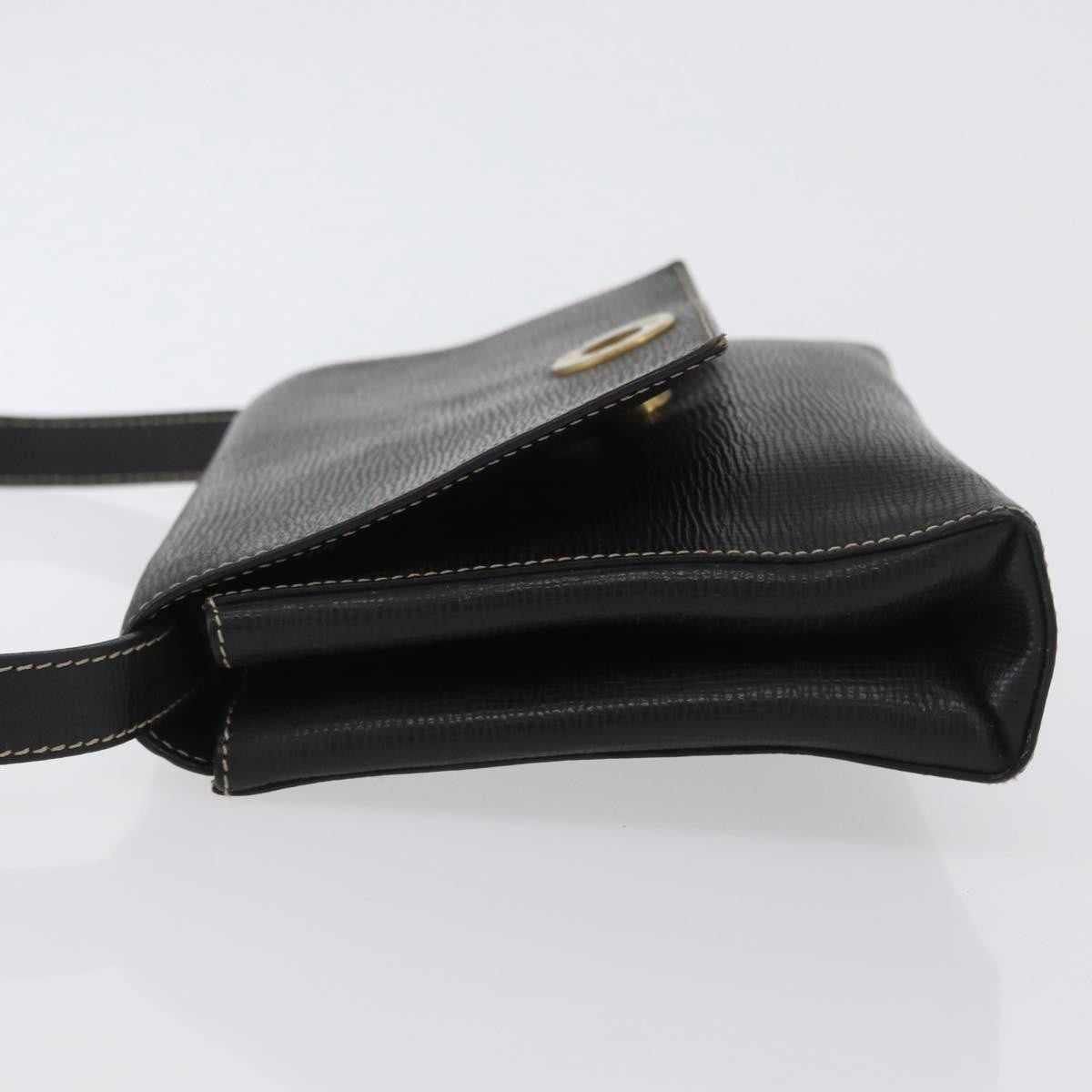 Celine Circle Logo Leather Black Leather Shoulder Bag Bag (Pre-Owned)