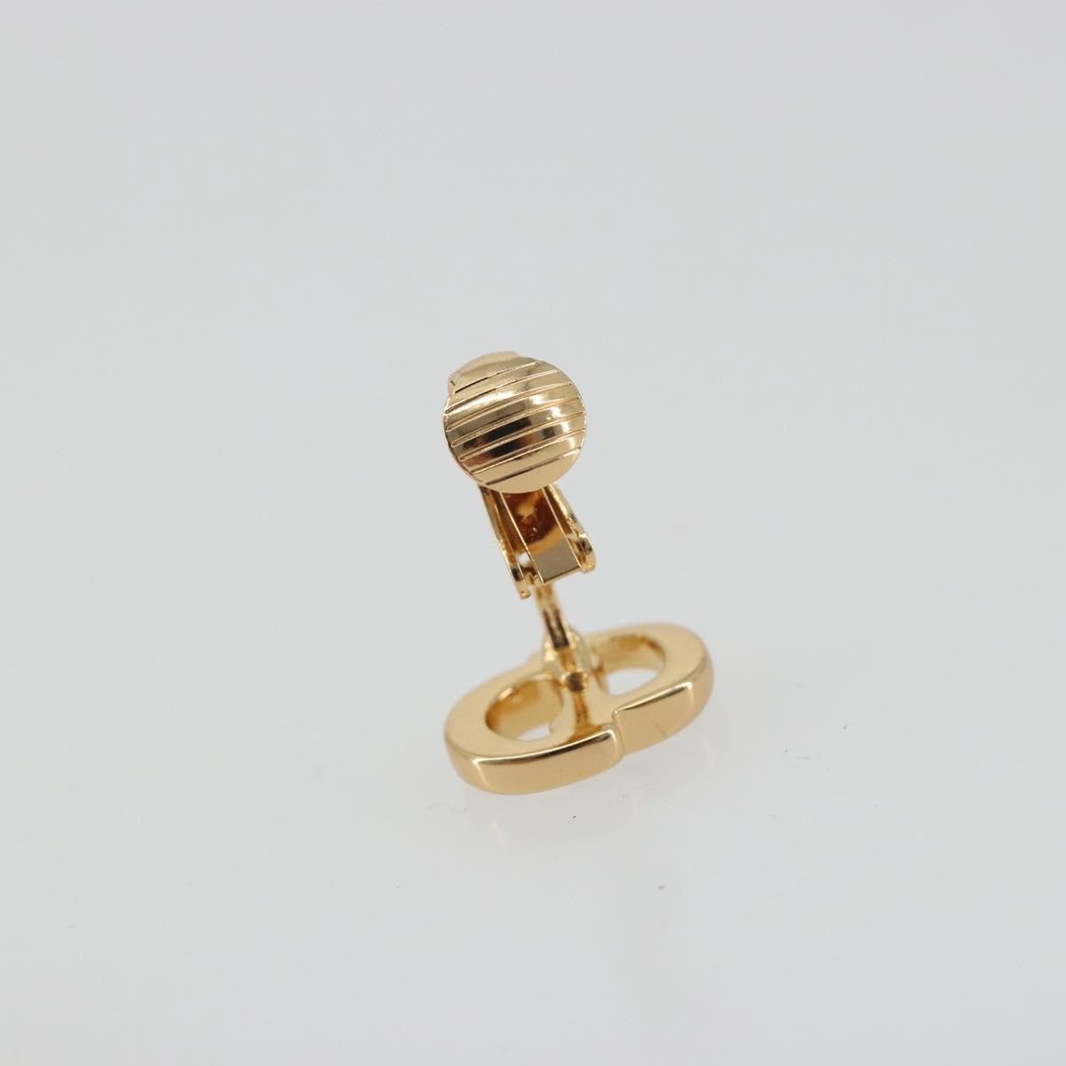 Christian Dior Vintage Cd Logo Grooved Earrings Metal Gold Metal Earrings Jewelry (Pre-Owned)