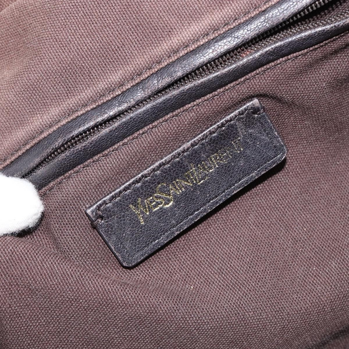 Saint Laurent Easy Y Suede With Fox Fur Gold Leather Bag (Pre-Owned)