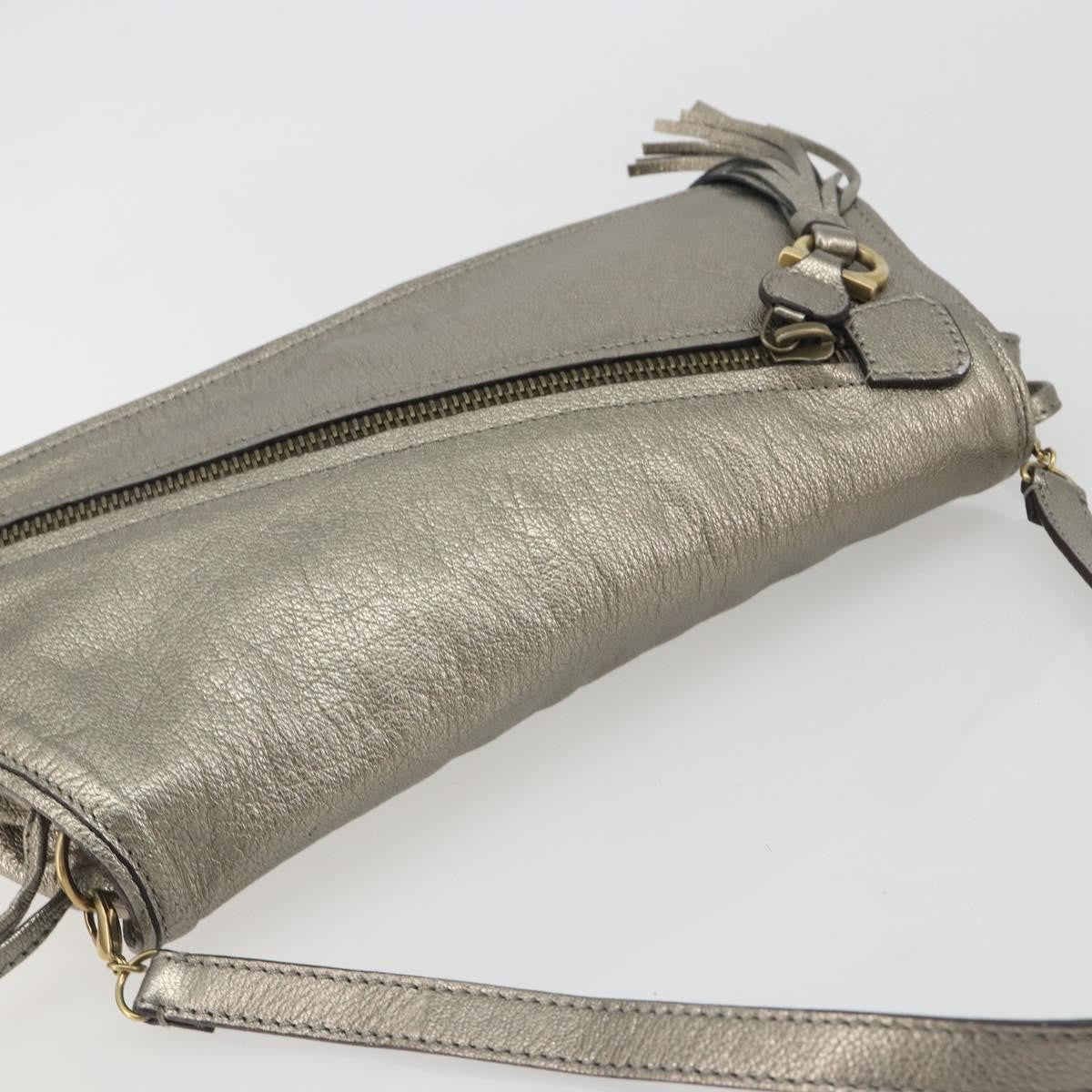 Salvatore Ferragamo Gancini Leather Silver Leather Shoulder Bag Bag (Pre-Owned)