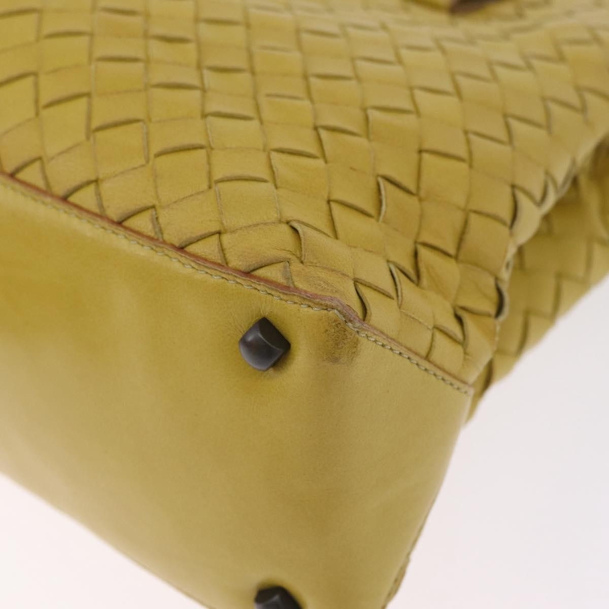 Bottega Veneta Belted Intrecciato Nappa Yellow Leather Tote Bag Bag (Pre-Owned)