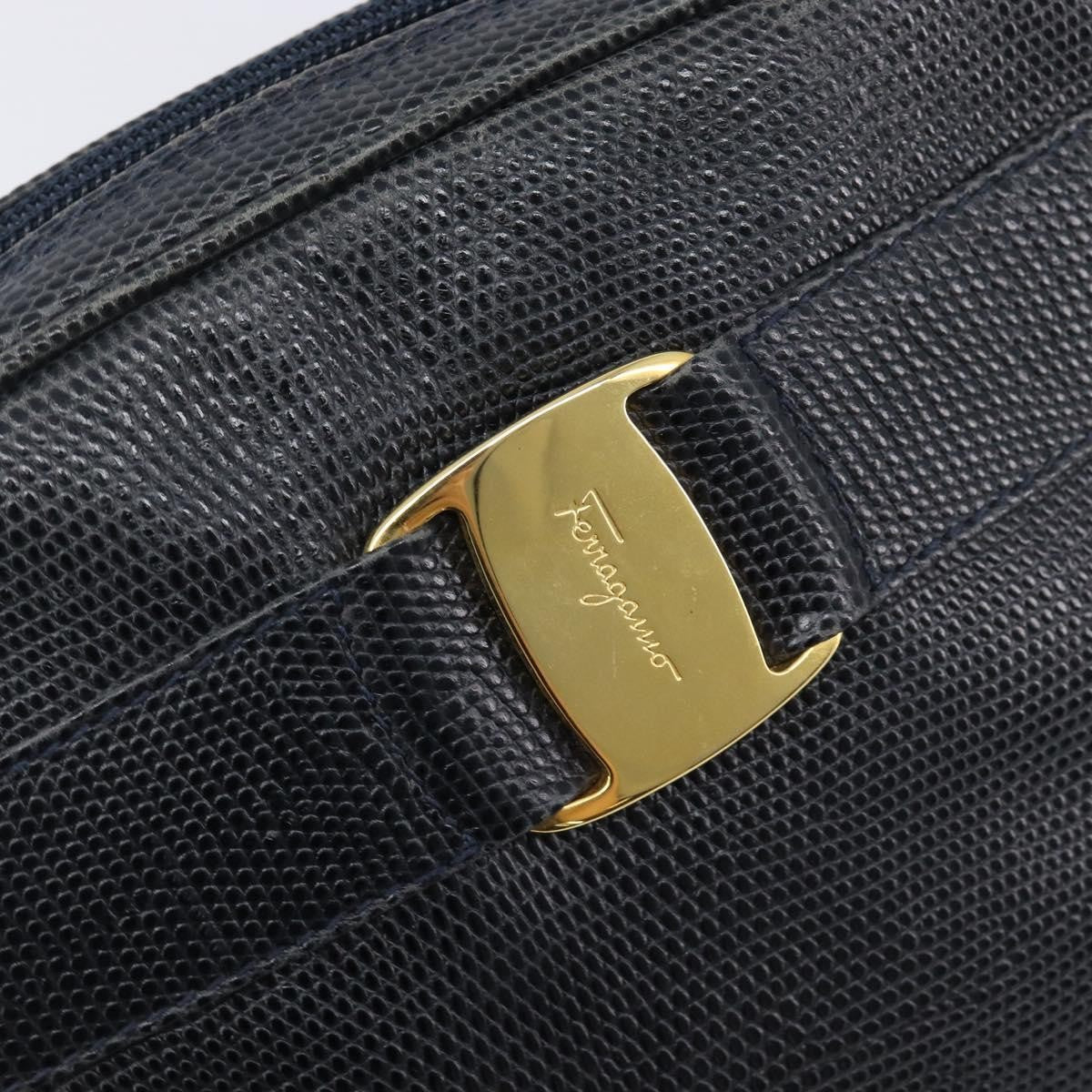 Salvatore Ferragamo Vala Leather Navy Leather Shoulder Bag Bag (Pre-Owned)