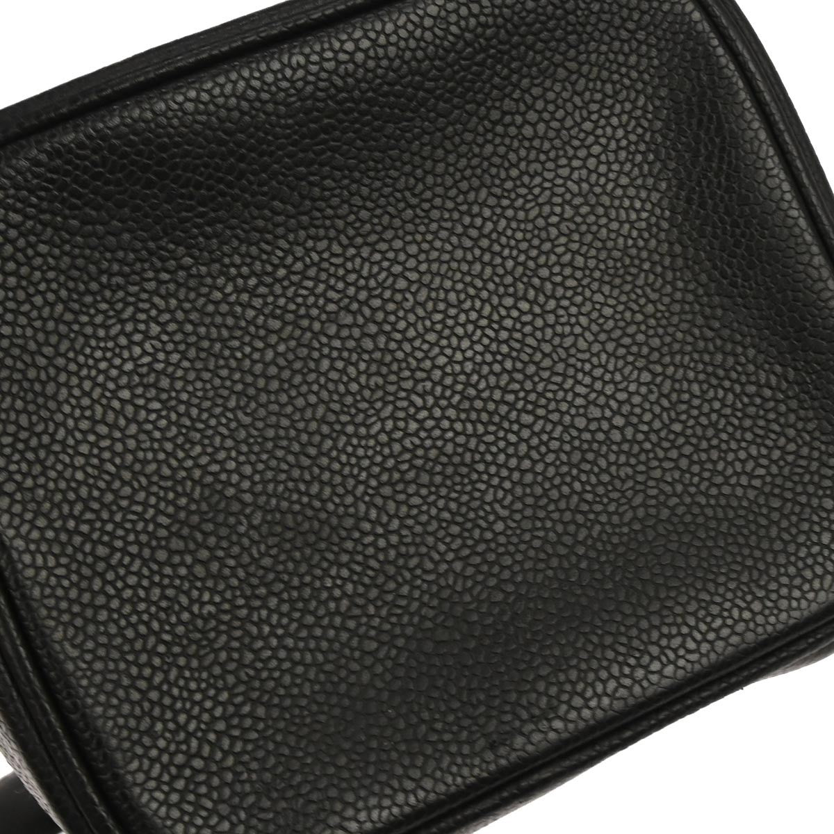 Chanel Vintage Timeless Cosmetic Case Caviar Black Leather Handbag (Pre-Owned)