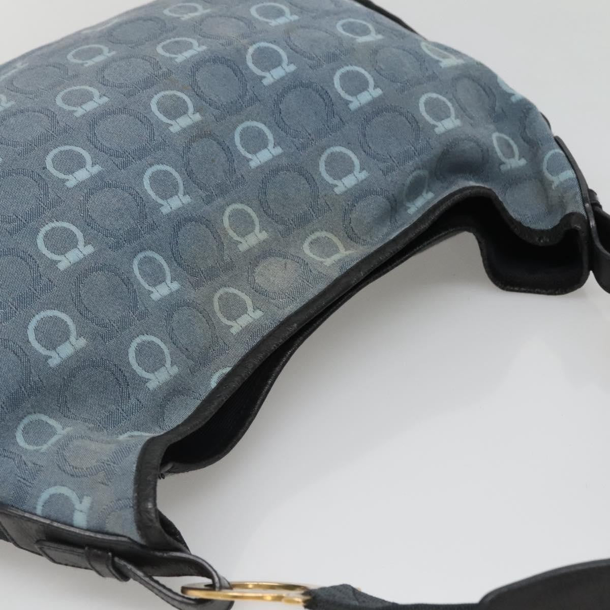 Salvatore Ferragamo Gancini Canvas Blue Canvas Shoulder Bag Bag (Pre-Owned)