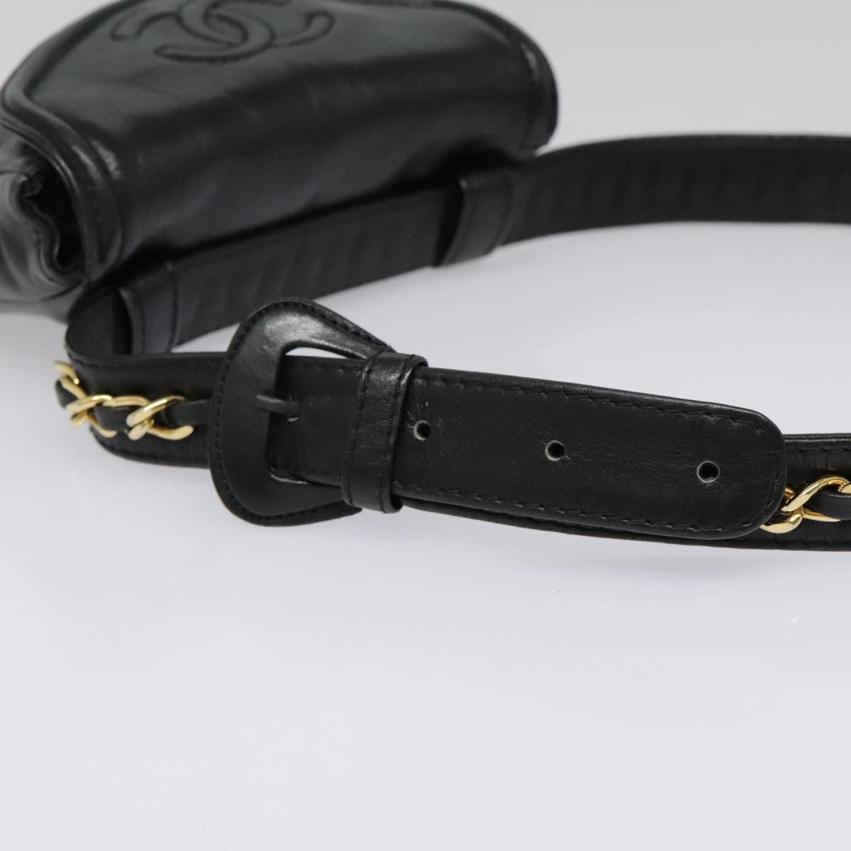Chanel Chain Envelope Belt Quilted Calfskin Black Leather Clutche & Pouche Bag (Pre-Owned)