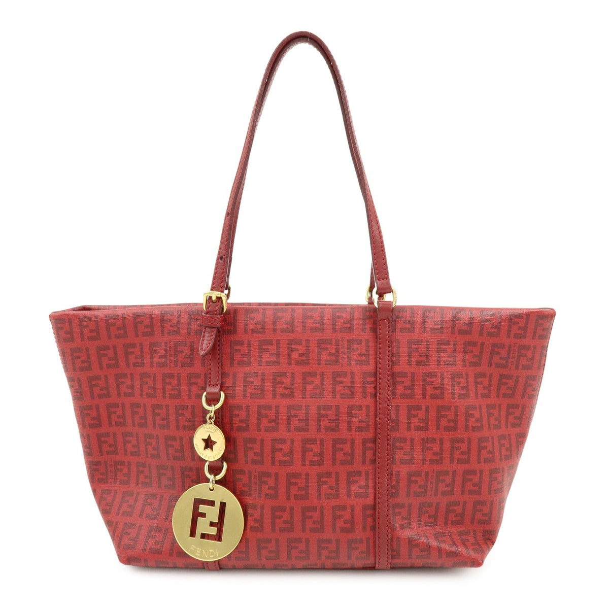 Fendi Superstar Zucchino Coated Canvas Red Pvc Tote Bag Bag (Pre-Owned)