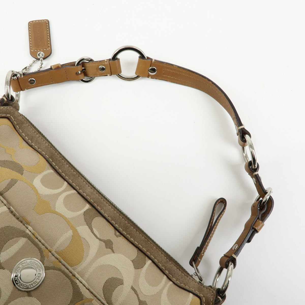 Coach Shoulder Canvas Beige Canvas Handbag (Pre-Owned)