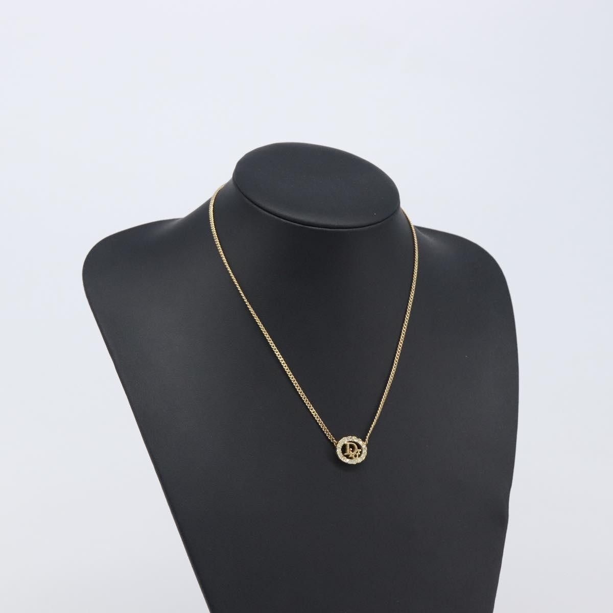 Christian Dior Vintage Logo Pendant Metal Gold Metal Necklace Jewelry (Pre-Owned)