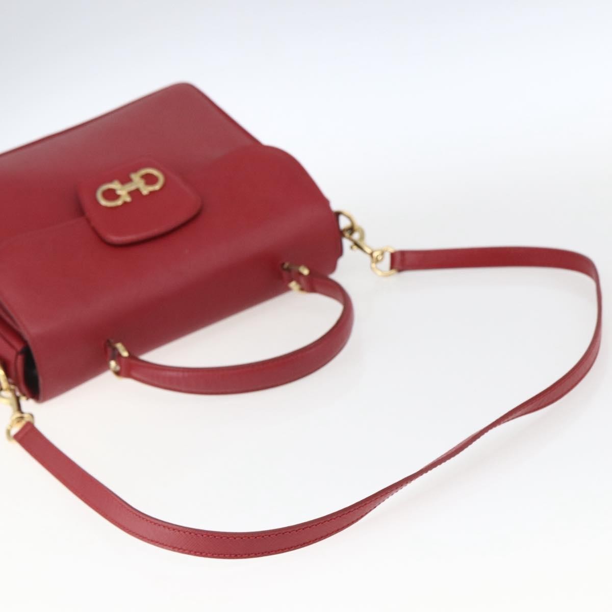 Salvatore Ferragamo Gancini Leather Red Leather Handbag (Pre-Owned)
