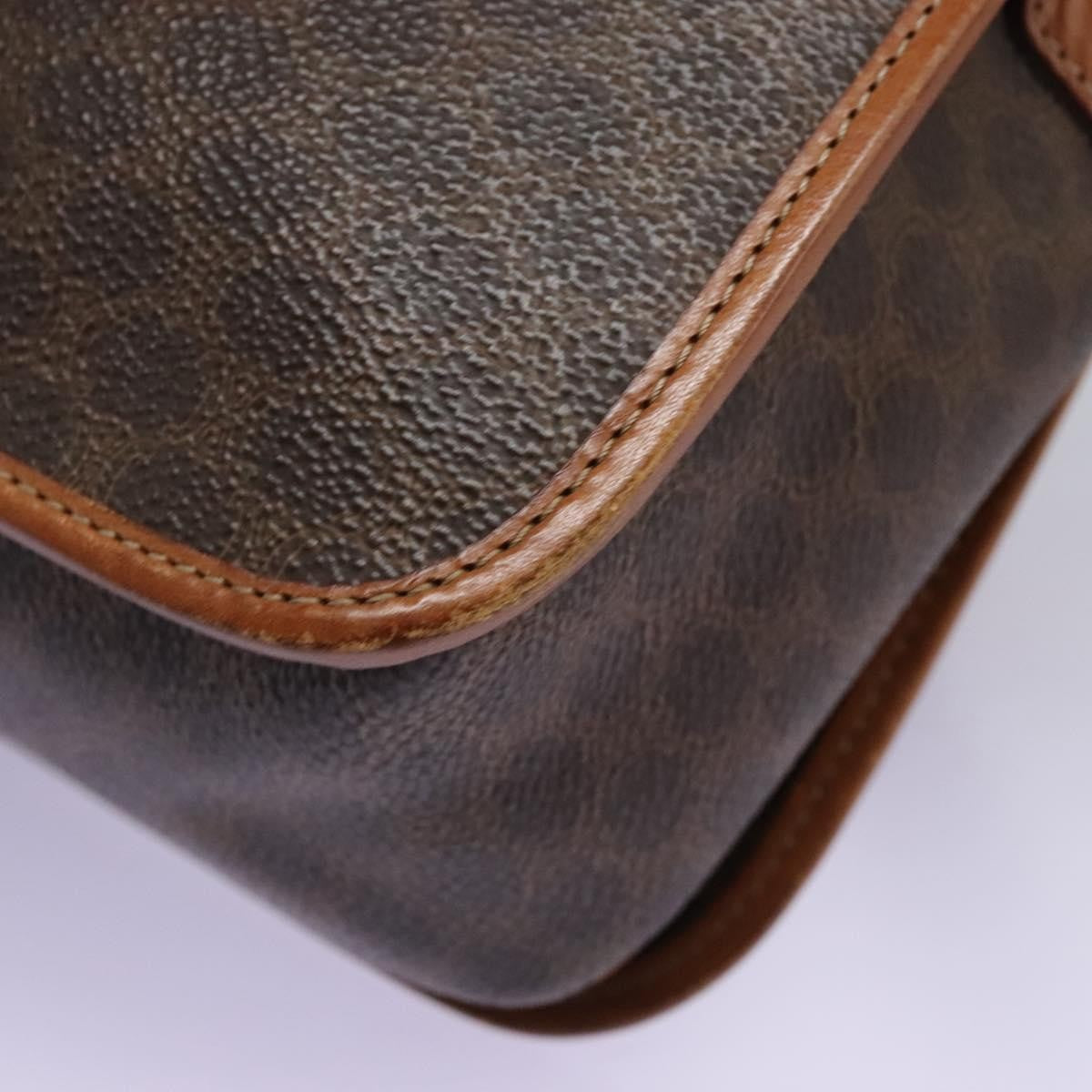 Celine Vintage Macadam Canvas And Leather Brown Canvas Shoulder Bag Bag (Pre-Owned)