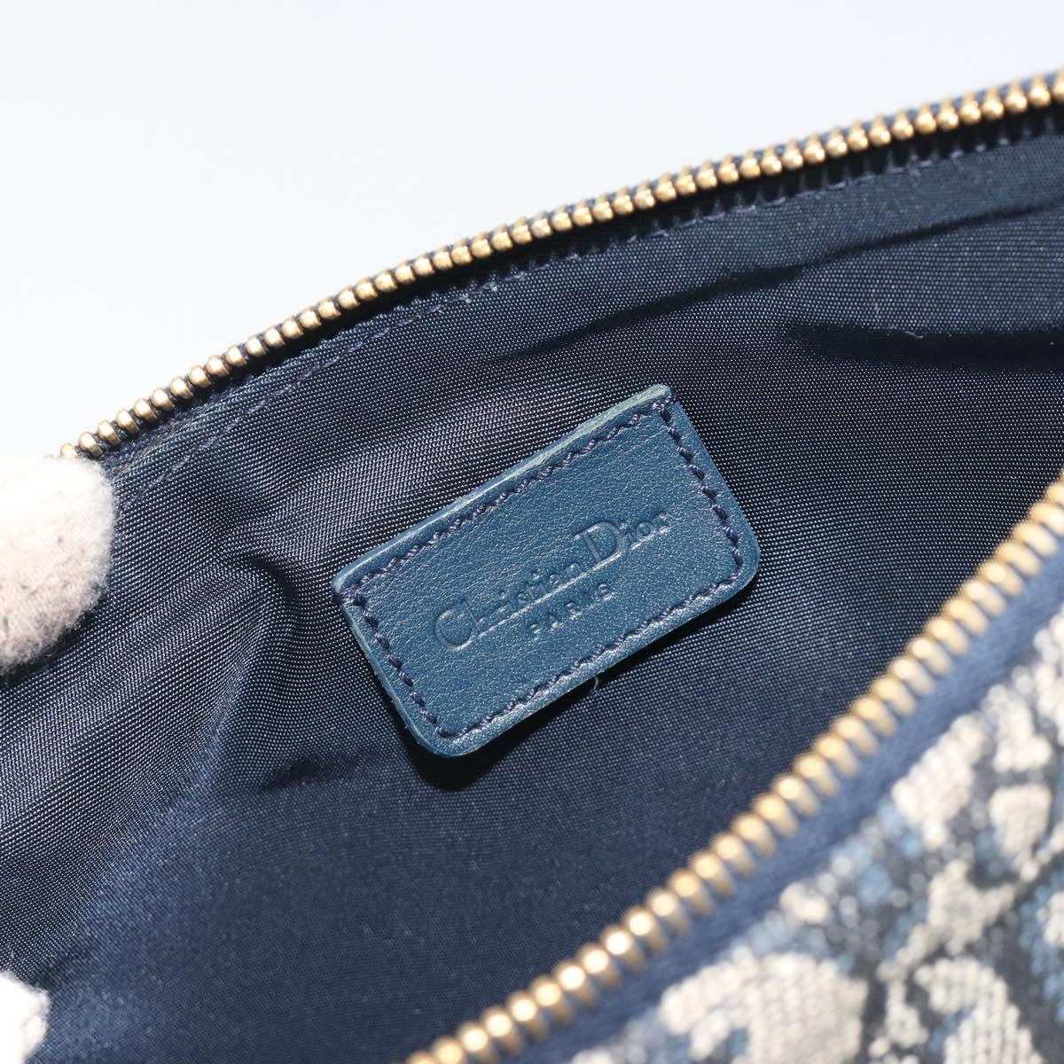 Christian Dior Vintage Saddle Bag Canvas Navy Canvas Clutche & Pouche Bag (Pre-Owned)