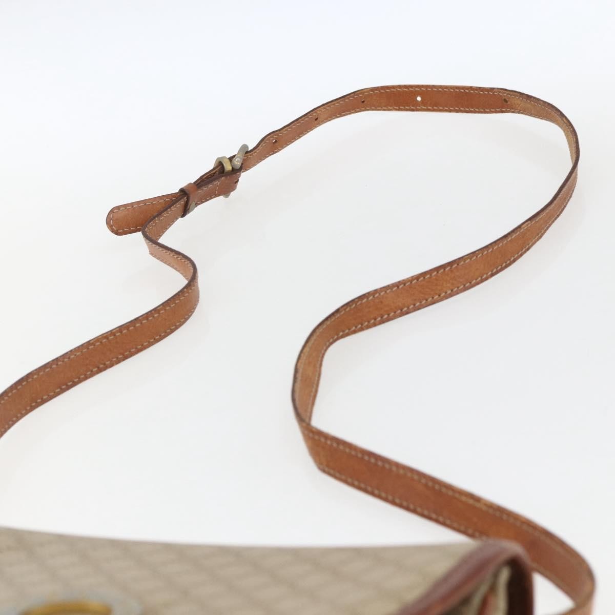 Celine Vintage Macadam Circle Logo Canvas And Leather Beige Canvas Shoulder Bag Bag (Pre-Owned)