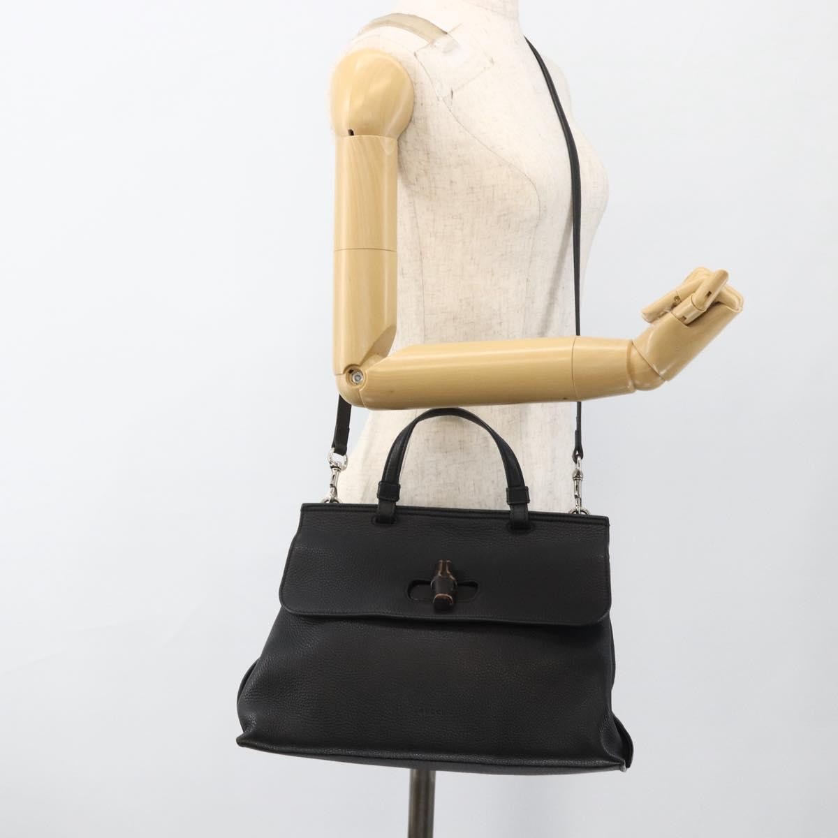 Gucci Bamboo Daily Top Handle Leather Black Leather Handbag (Pre-Owned)