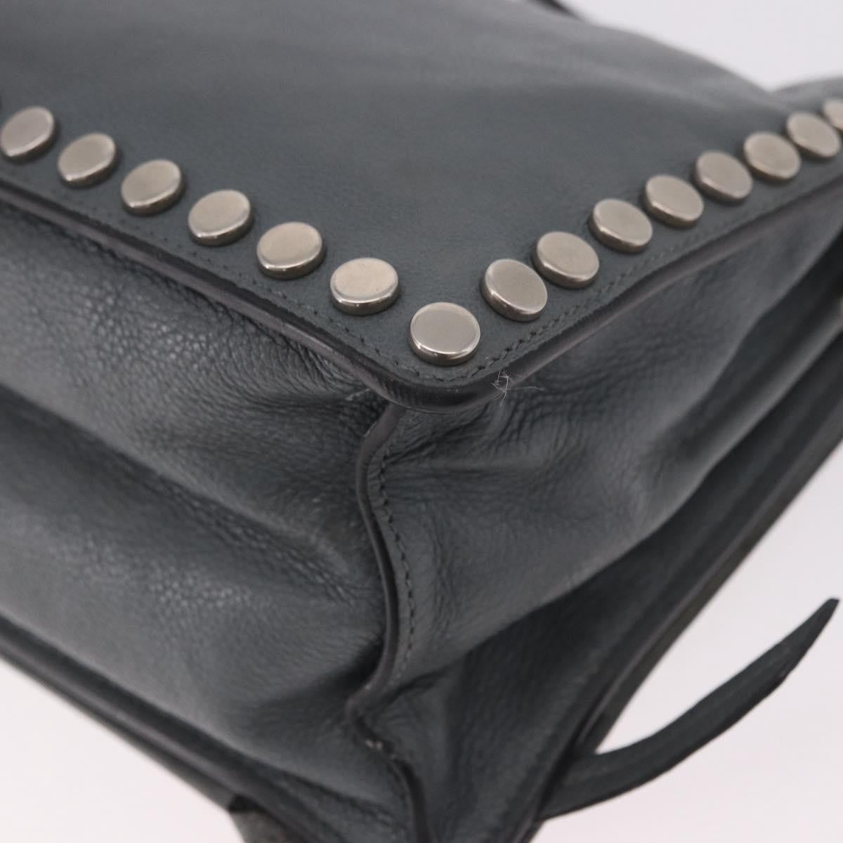 Prada Etiquette Flap Studded Glace Calfskin Gray Leather Shoulder Bag Bag (Pre-Owned)