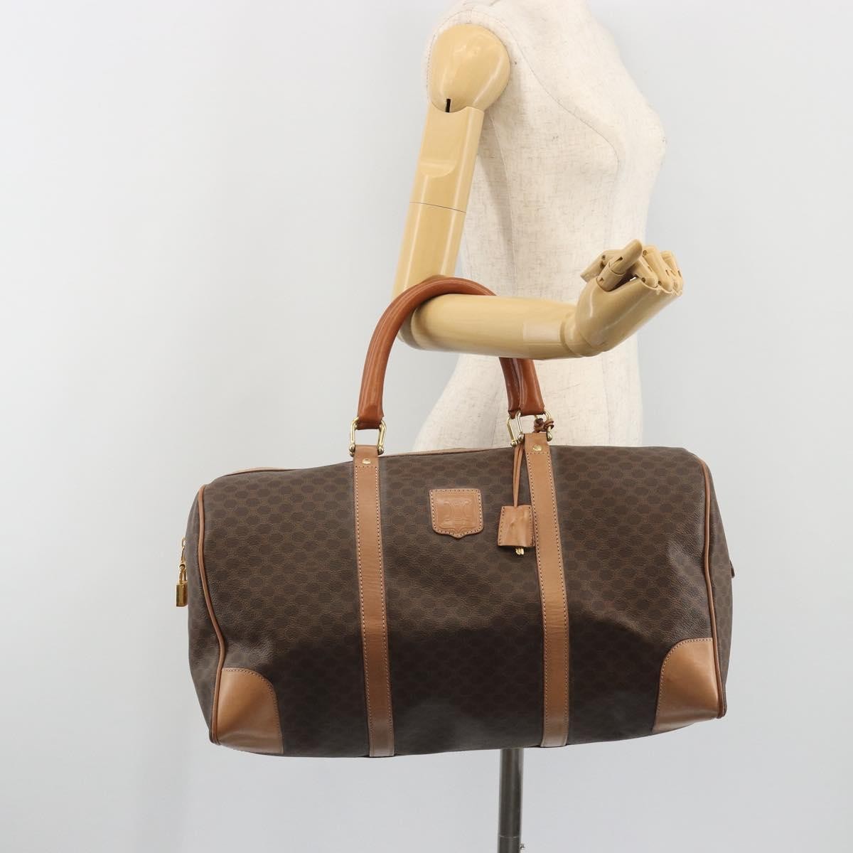 Celine Vintage Duffle Macadam Coated Canvas Brown Pvc Travel Bag Bag (Pre-Owned)
