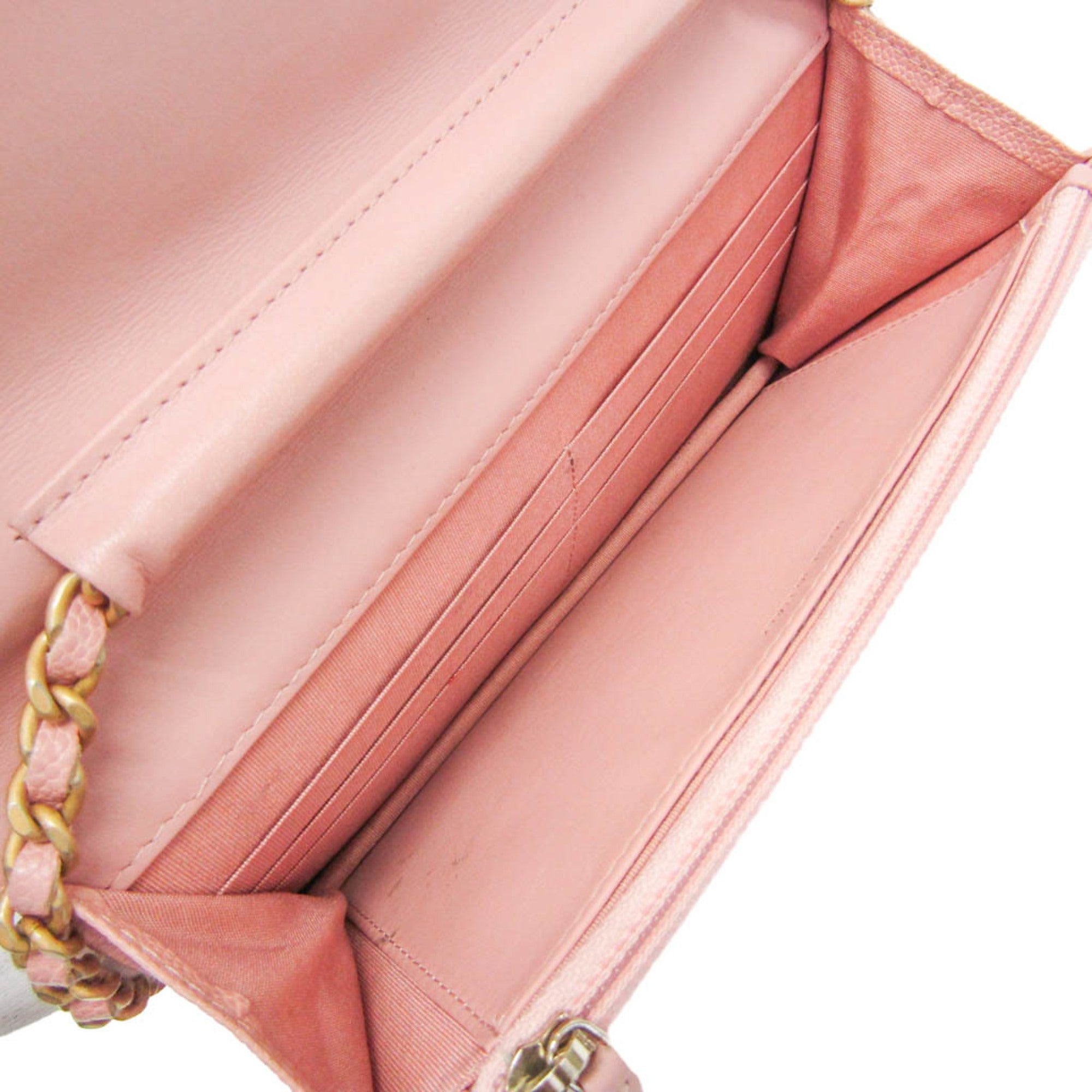 Chanel Boy Wallet On Chain Quilted Caviar Pink Calfskin Wallets Accessory (Pre-Owned)