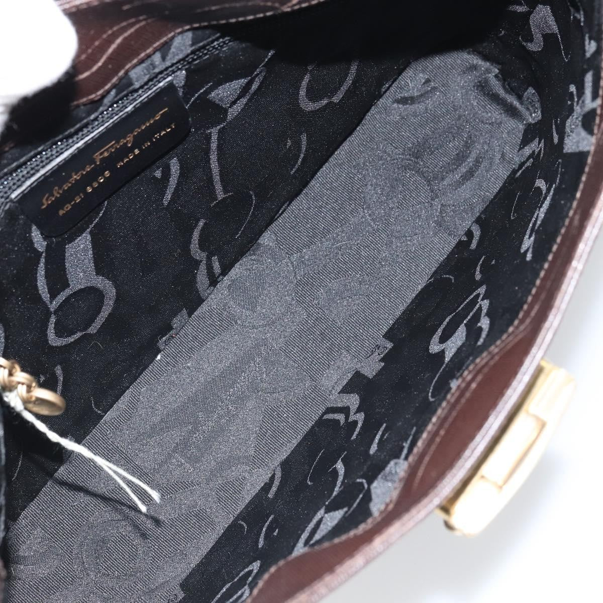 Salvatore Ferragamo Shoulder Bag Leather Brown Leather Shoulder Bag Bag (Pre-Owned)