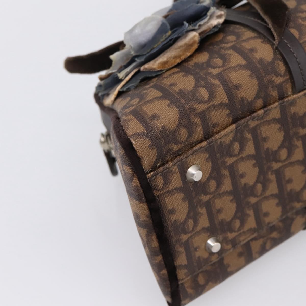 Christian Dior Vintage Trotter Romantique Zip Satchel Diorissimo Coated Canvas Brown Canvas Handbag (Pre-Owned)