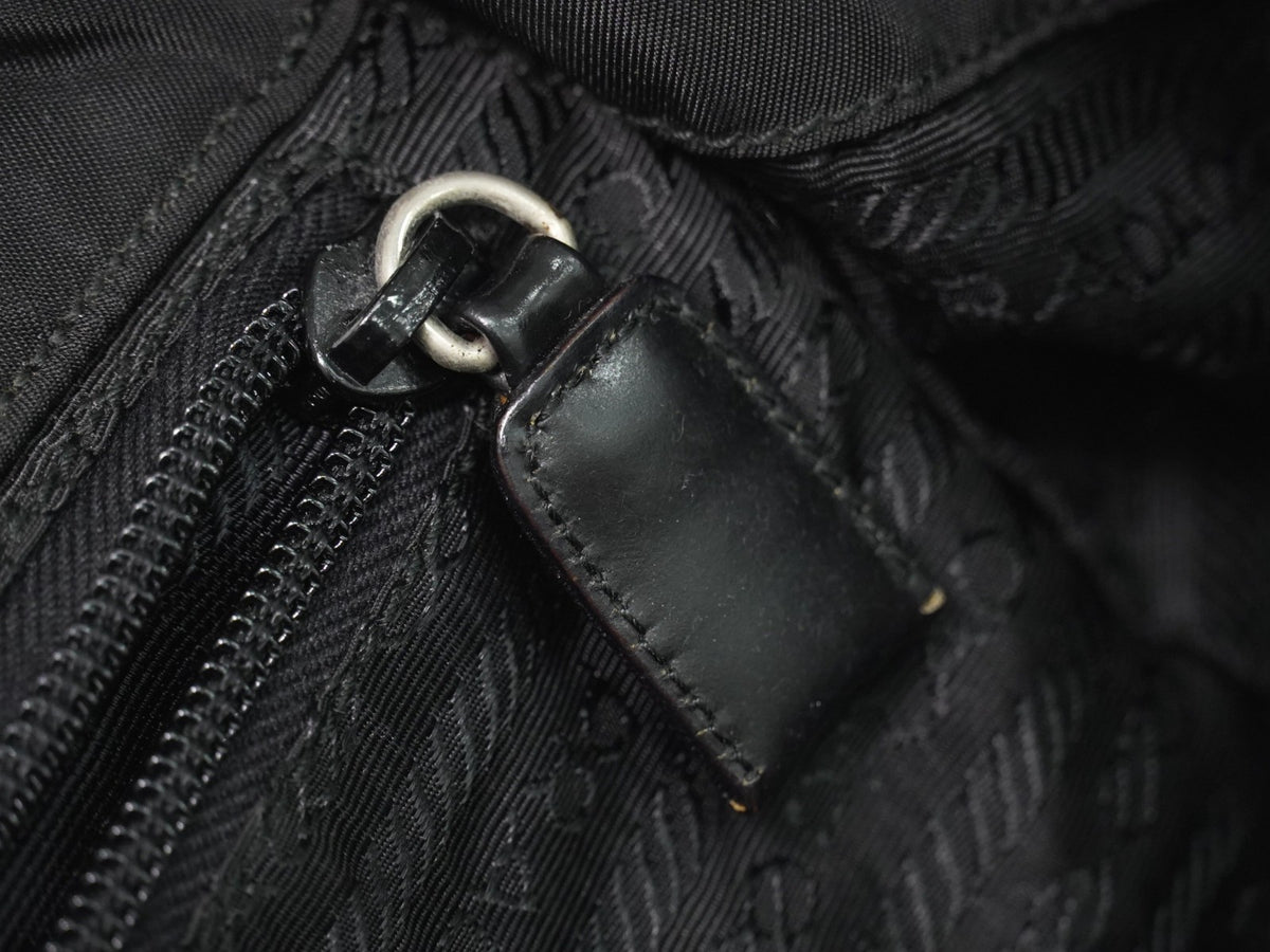Prada Front Pocket Buckle Nylon Black Nylon Backpack Bag (Pre-Owned)