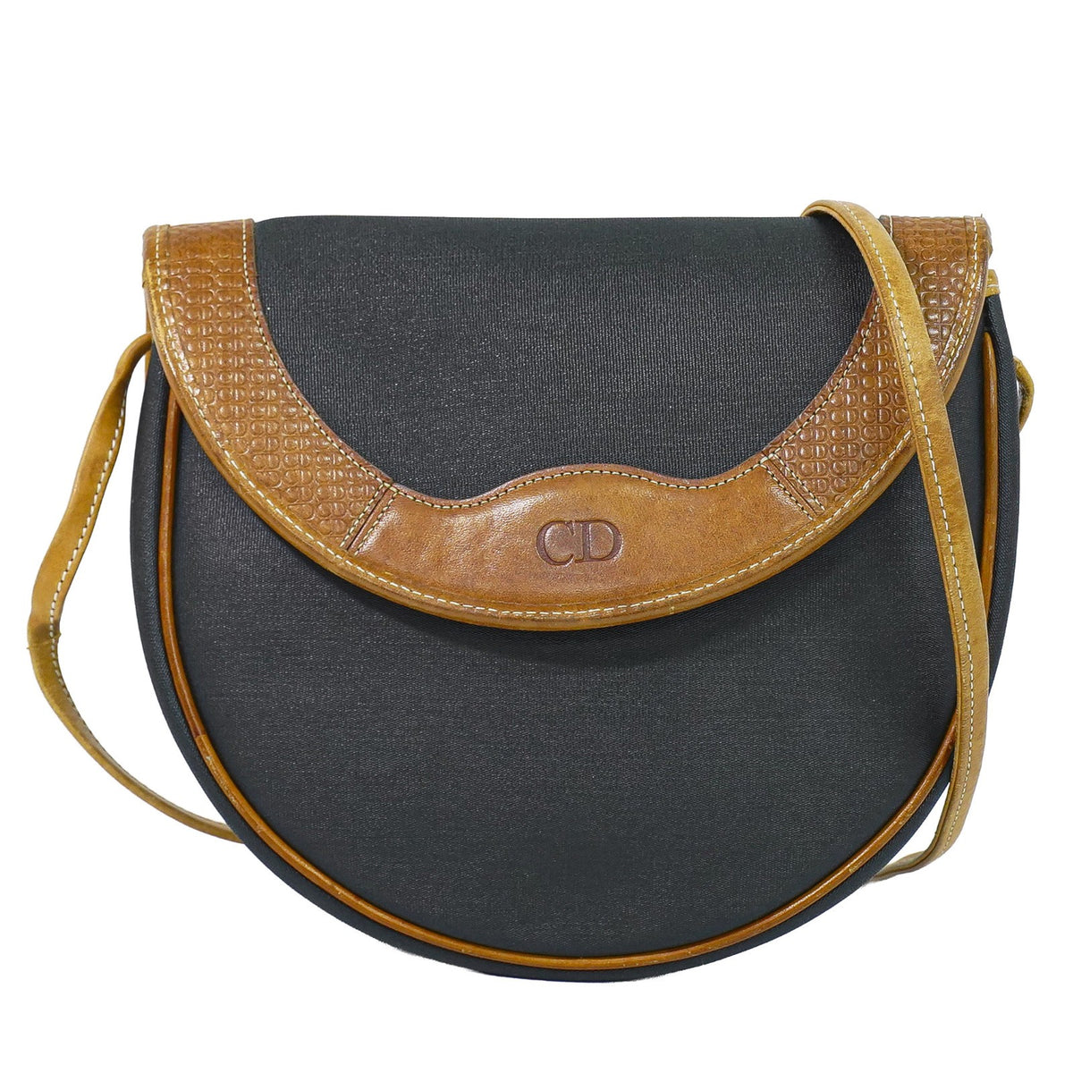 Christian Dior Cd Shoulder Bag Canvas And Leather Black Pvc Shoulder Bag Bag (Pre-Owned)
