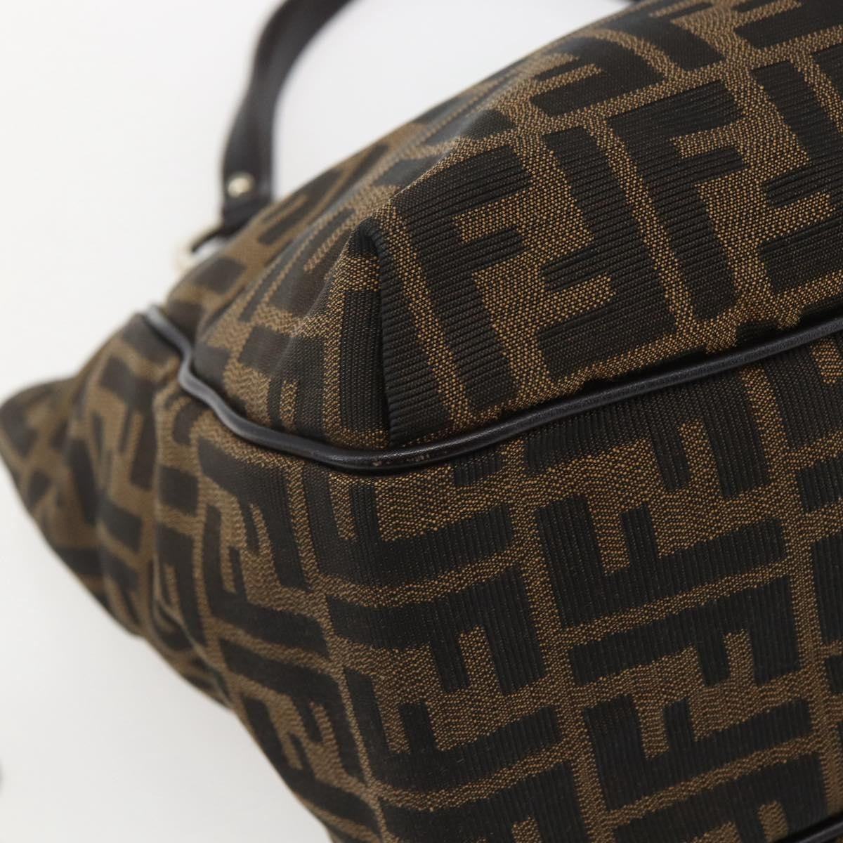 Fendi Chef Pleated Shopping Tote Zucca Canvas Brown Canvas Tote Bag Bag (Pre-Owned)