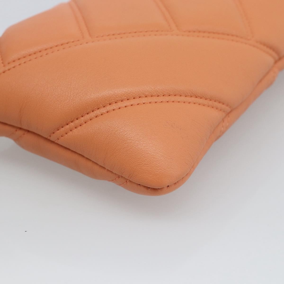 Bvlgari Serpenti Cabochon Phone Holder On Chain Diagonal Quilted Leather Orange Leather Clutche & Pouche Bag (Pre-Owned)