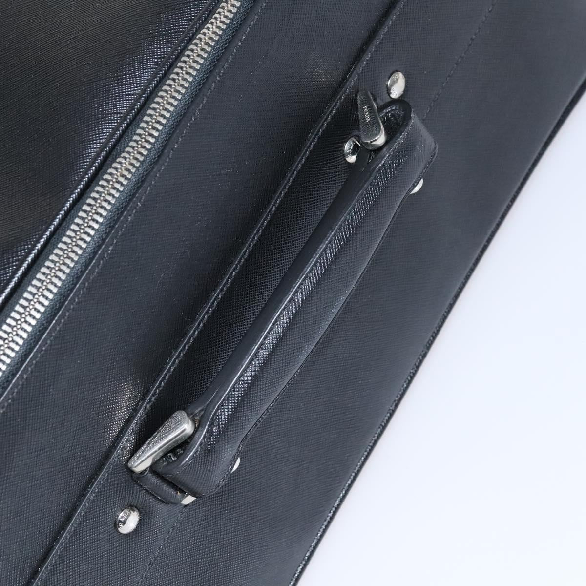 Prada Expandable Front Zip Boston Tessuto Black Leather Travel Bag Bag (Pre-Owned)