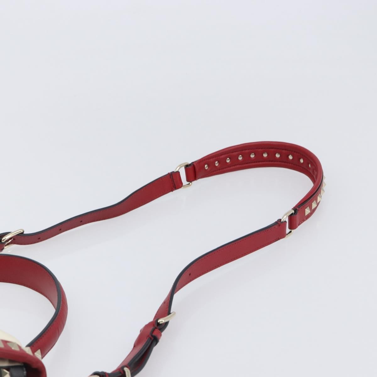 Valentino Garavani Candystud Top Handle Leather Red Leather Handbag (Pre-Owned)