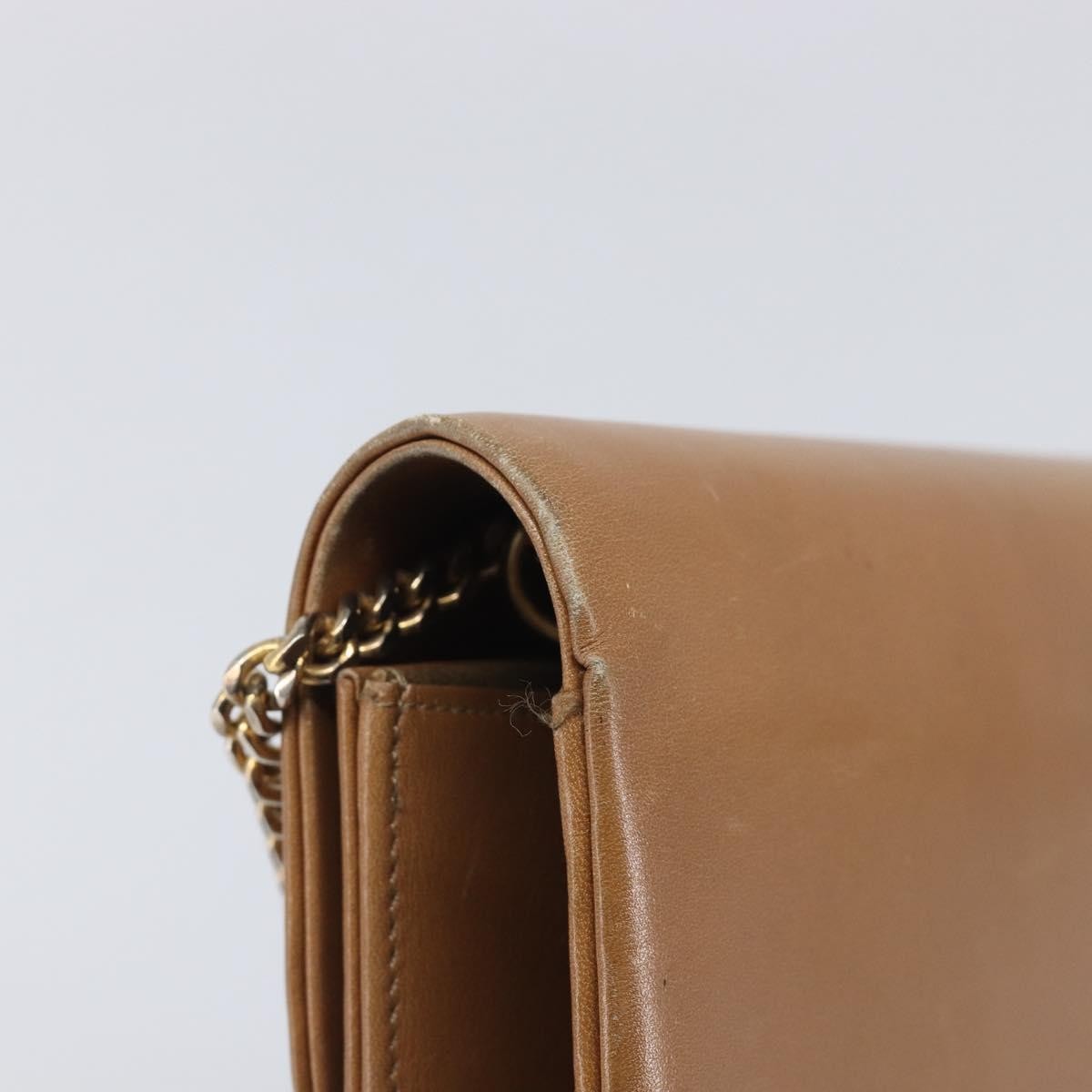 Christian Dior Vintage Cd Chain Flap Leather Beige Leather Shoulder Bag Bag (Pre-Owned)