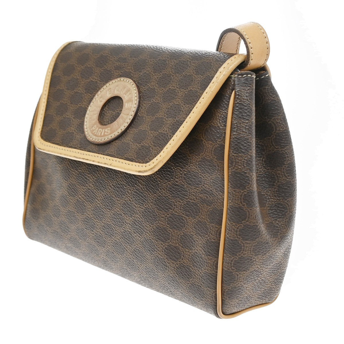 Celine Macadam Shoulder Canvas Brown Canvas Crossbody Bag Bag (Pre-Owned)
