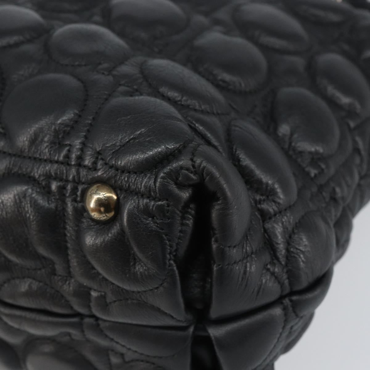Salvatore Ferragamo Gancini Leather Black Leather Handbag (Pre-Owned)