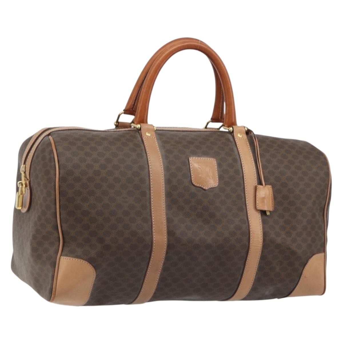 Celine Vintage Duffle Macadam Coated Canvas Brown Pvc Travel Bag Bag (Pre-Owned)