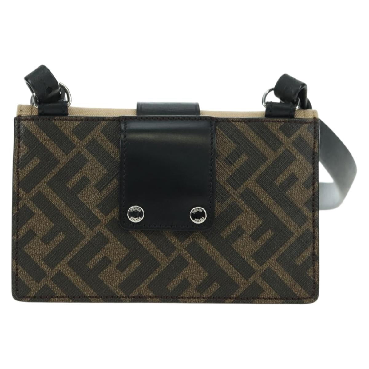 Fendi Baguette Zucca Canvas With Leather Brown Canvas Crossbody Bag Bag (Pre-Owned)