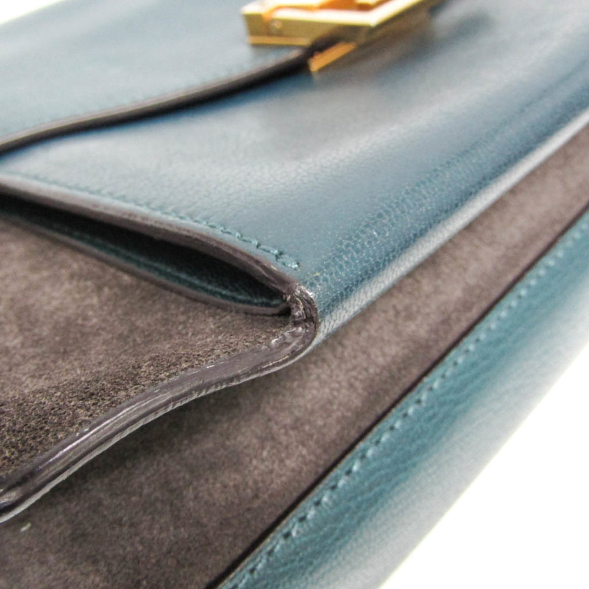Givenchy Gv3 Flap Leather With Suede Blue Leather Handbag (Pre-Owned)