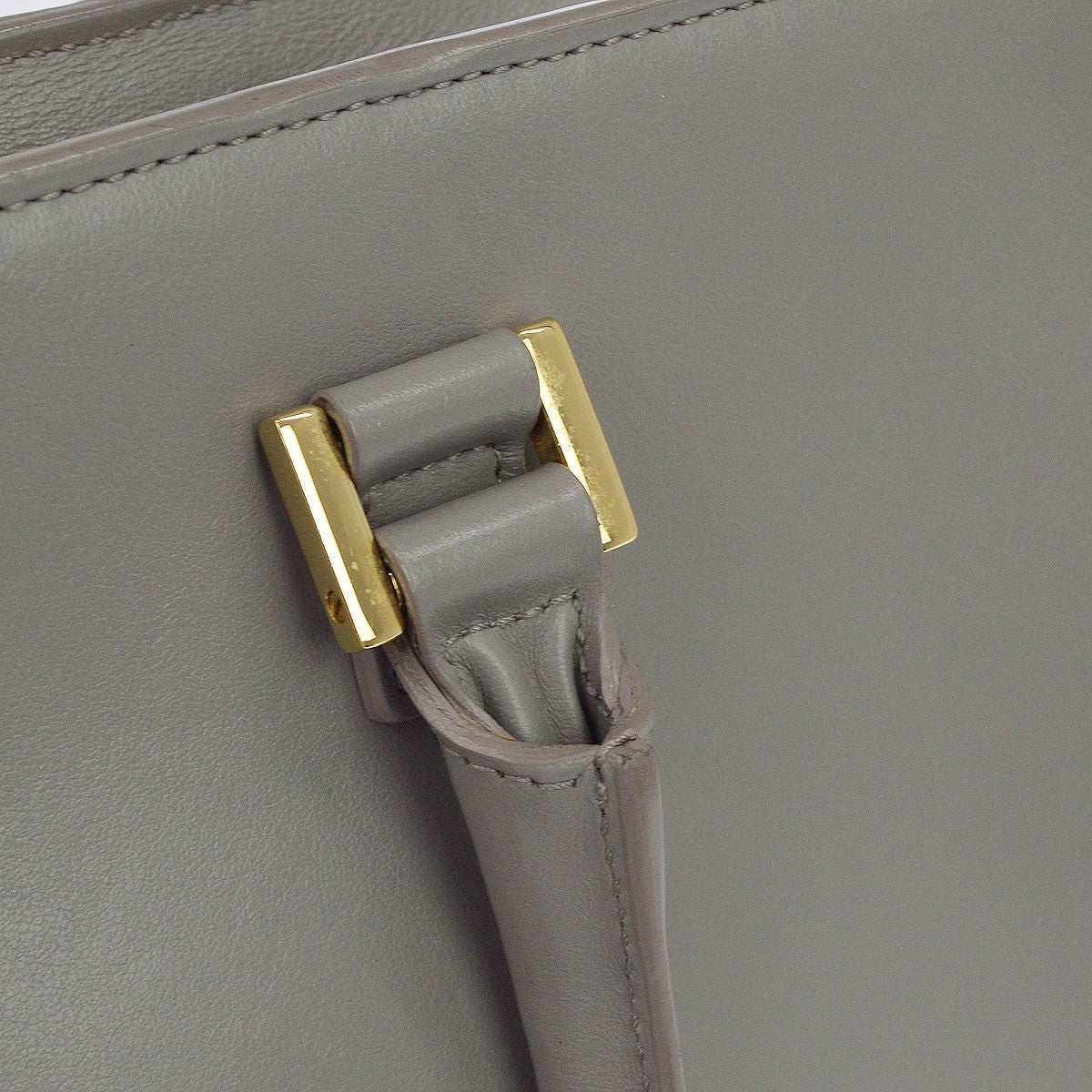 Saint Laurent Monogram Cabas Leather Gray Leather Tote Bag Bag (Pre-Owned)