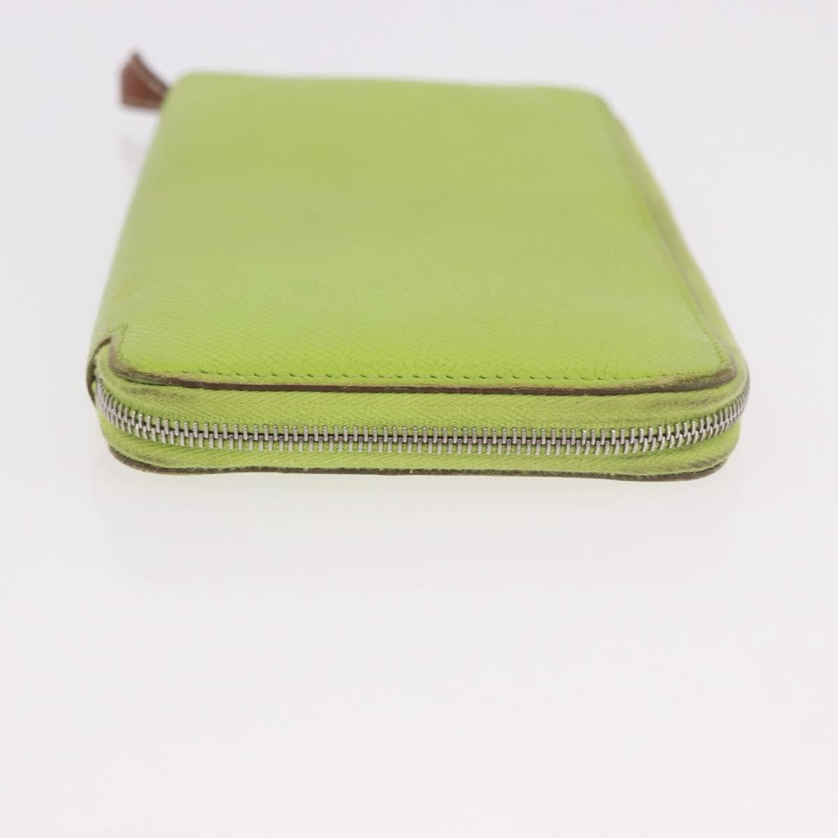 Hermes Azap Zip Around Wristlet Wallet With Lucky Strap Epsom Green Leather Wallets Accessory (Pre-Owned)