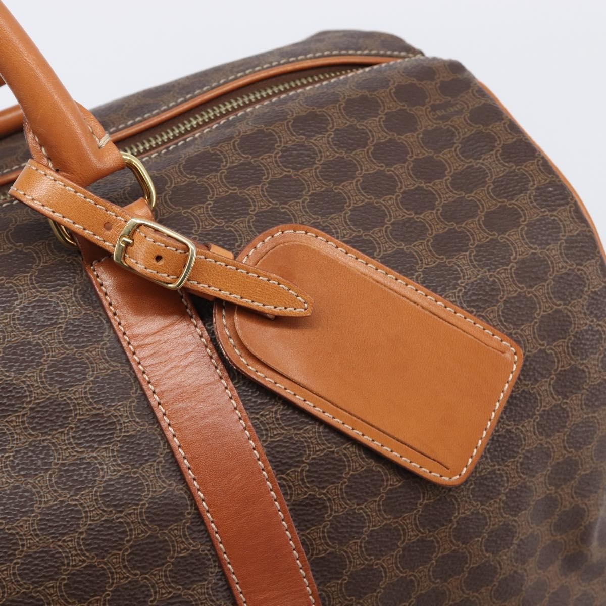 Celine Boston Triomphe Coated Canvas Brown Canvas Handbag (Pre-Owned)