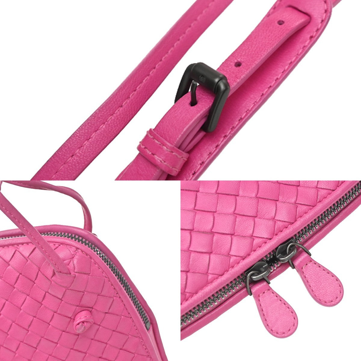 Bottega Veneta Nodini Intrecciato Nappa Pink Leather Shoulder Bag Bag (Pre-Owned)