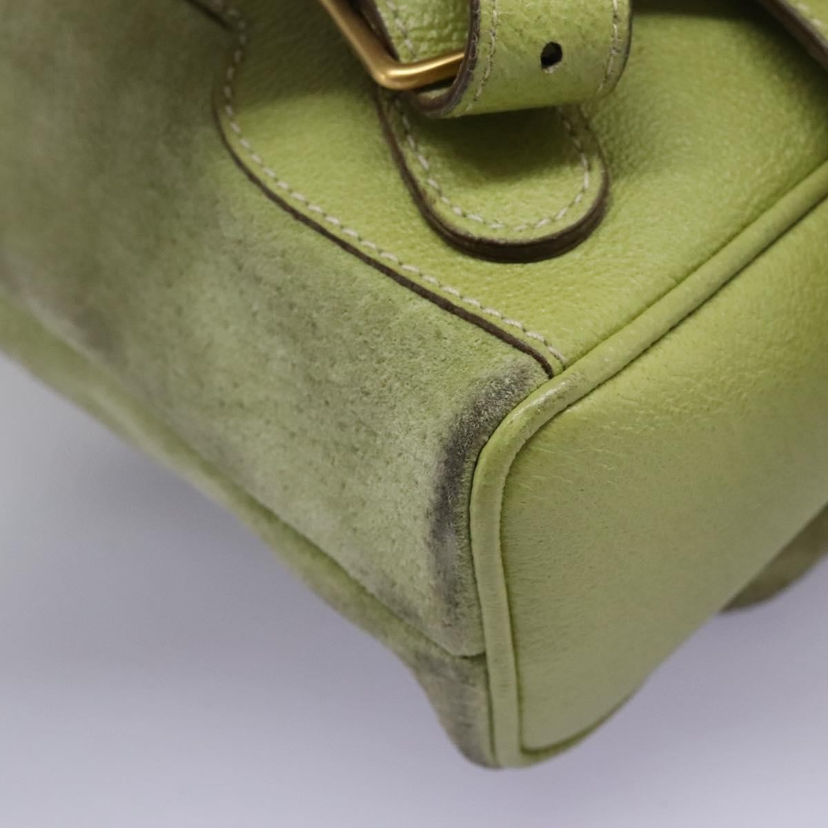 Gucci Gucci Bamboo Daim Green Suede Backpack Bag (Pre-Owned)