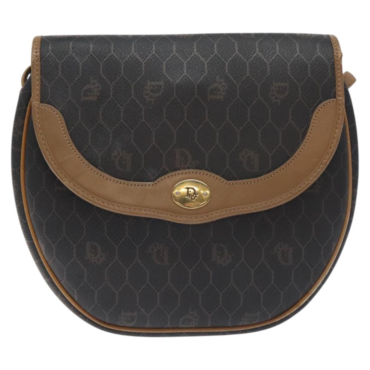 Christian Dior Vintage Honeycomb Flap Coated Canvas Black Canvas Shoulder Bag Bag (Pre-Owned)