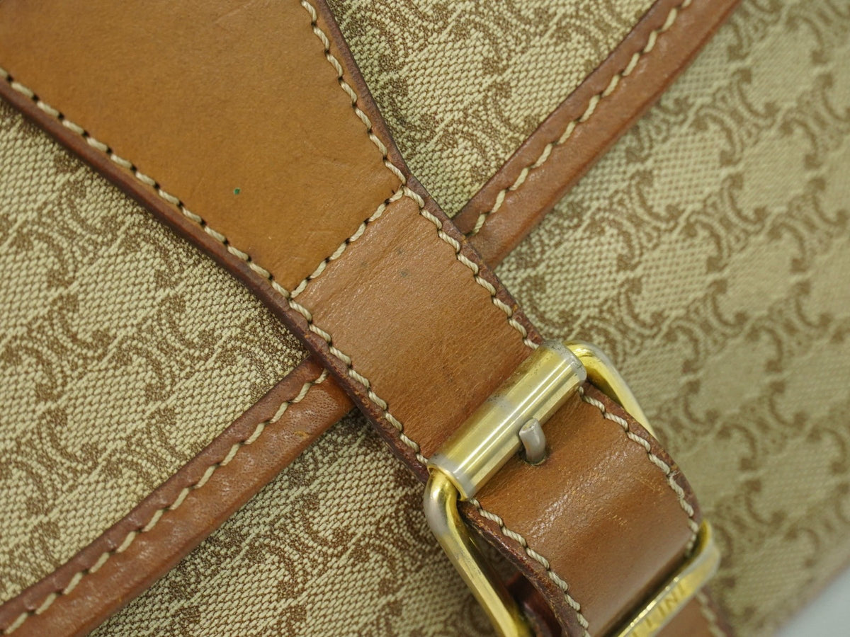 Celine Vintage Macadam Canvas And Leather Beige Canvas Shoulder Bag Bag (Pre-Owned)