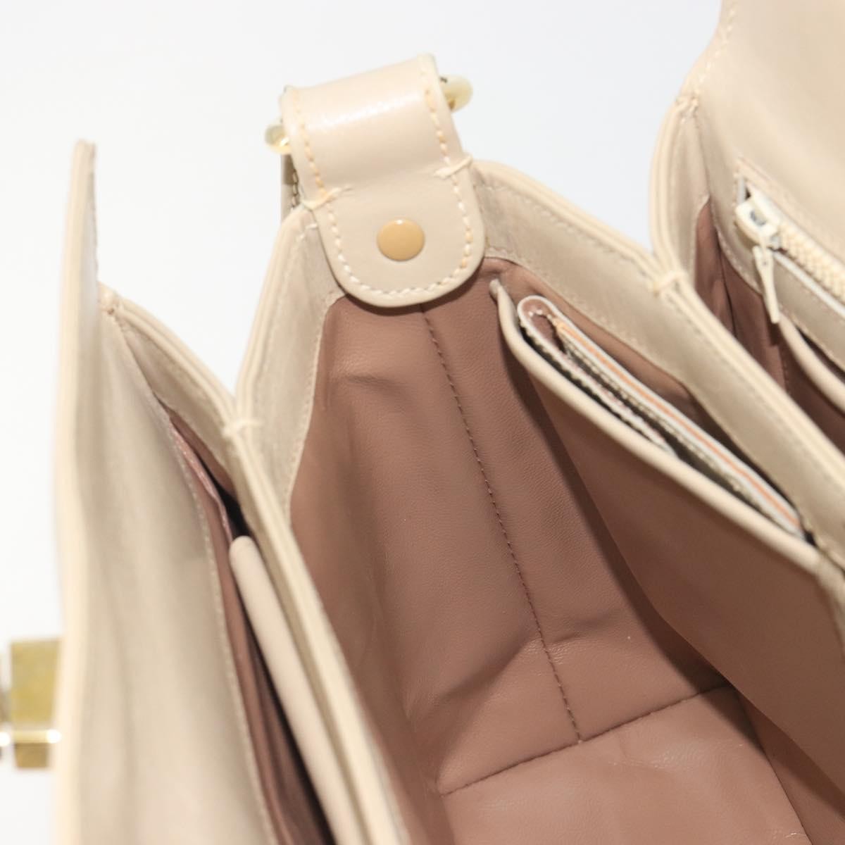 Gucci Vintage Convertible Box Leather Beige Leather Handbag (Pre-Owned)