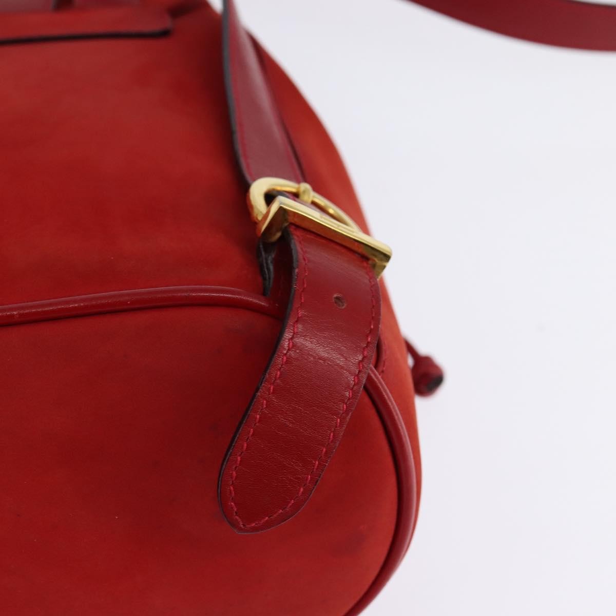 Salvatore Ferragamo Gancini Flap Drawstring Leather Red Leather Backpack Bag (Pre-Owned)