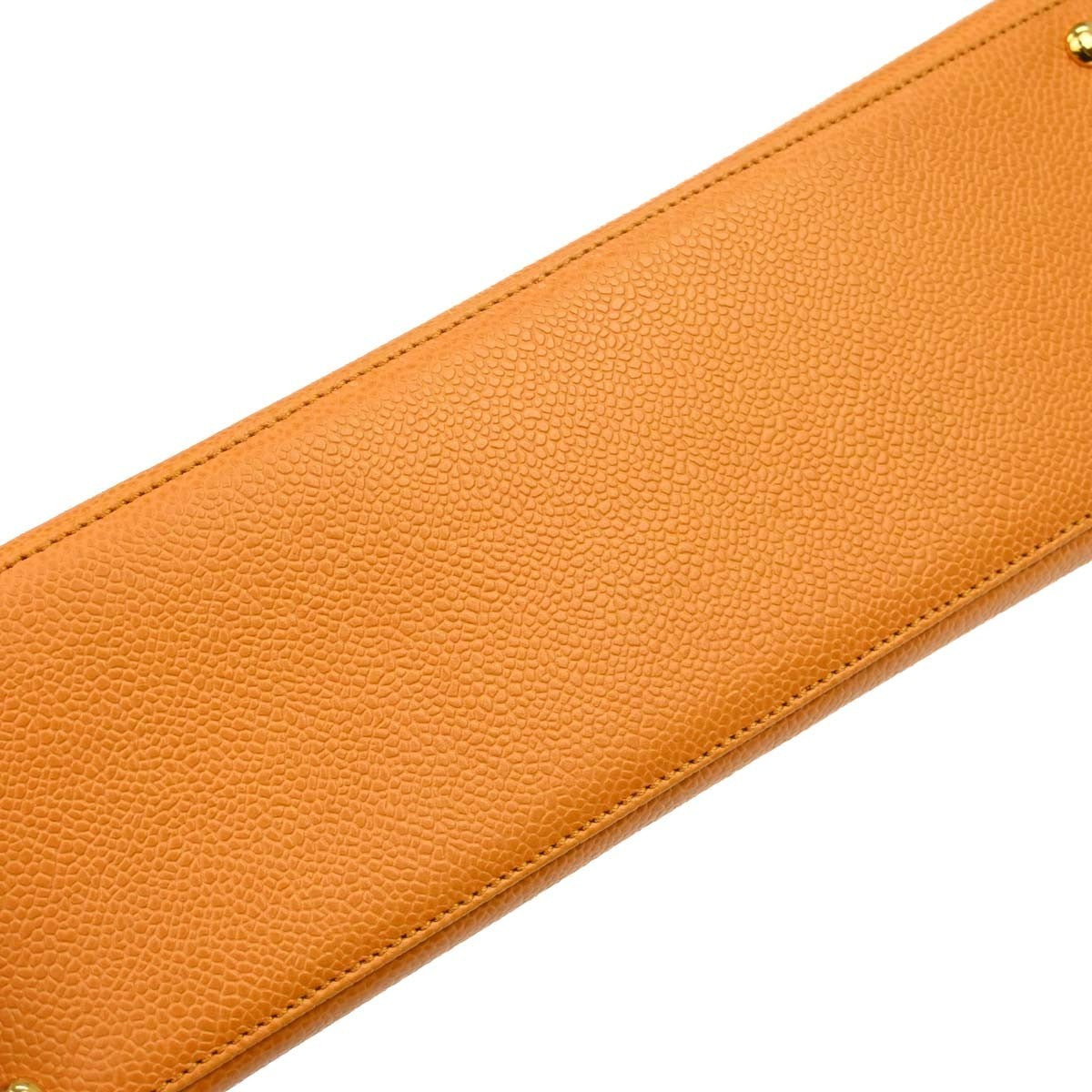 Chanel Vintage Front Pocket Leather Orange Leather Shoulder Bag Bag (Pre-Owned)
