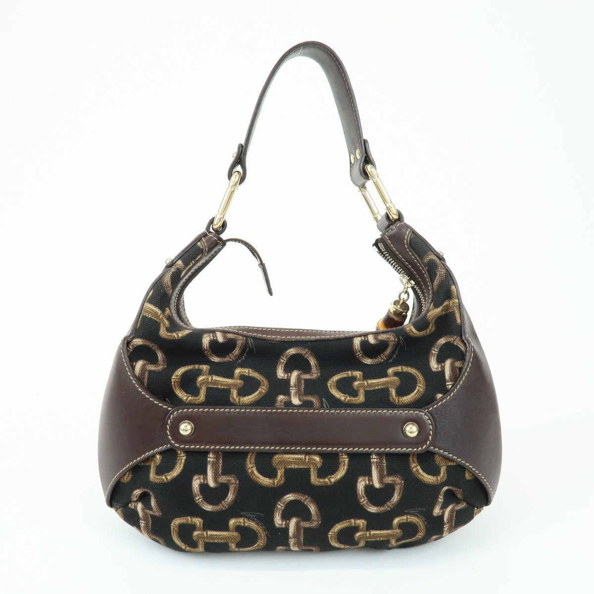 Gucci Horsebit Gg Canvas And Leather Brown Canvas Tote Bag Bag (Pre-Owned)
