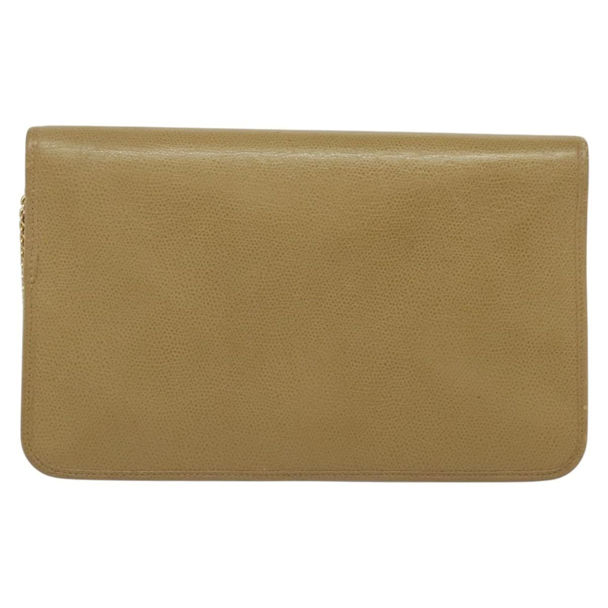 Christian Dior Vintage Chain Flap Leather Beige Leather Shoulder Bag Bag (Pre-Owned)