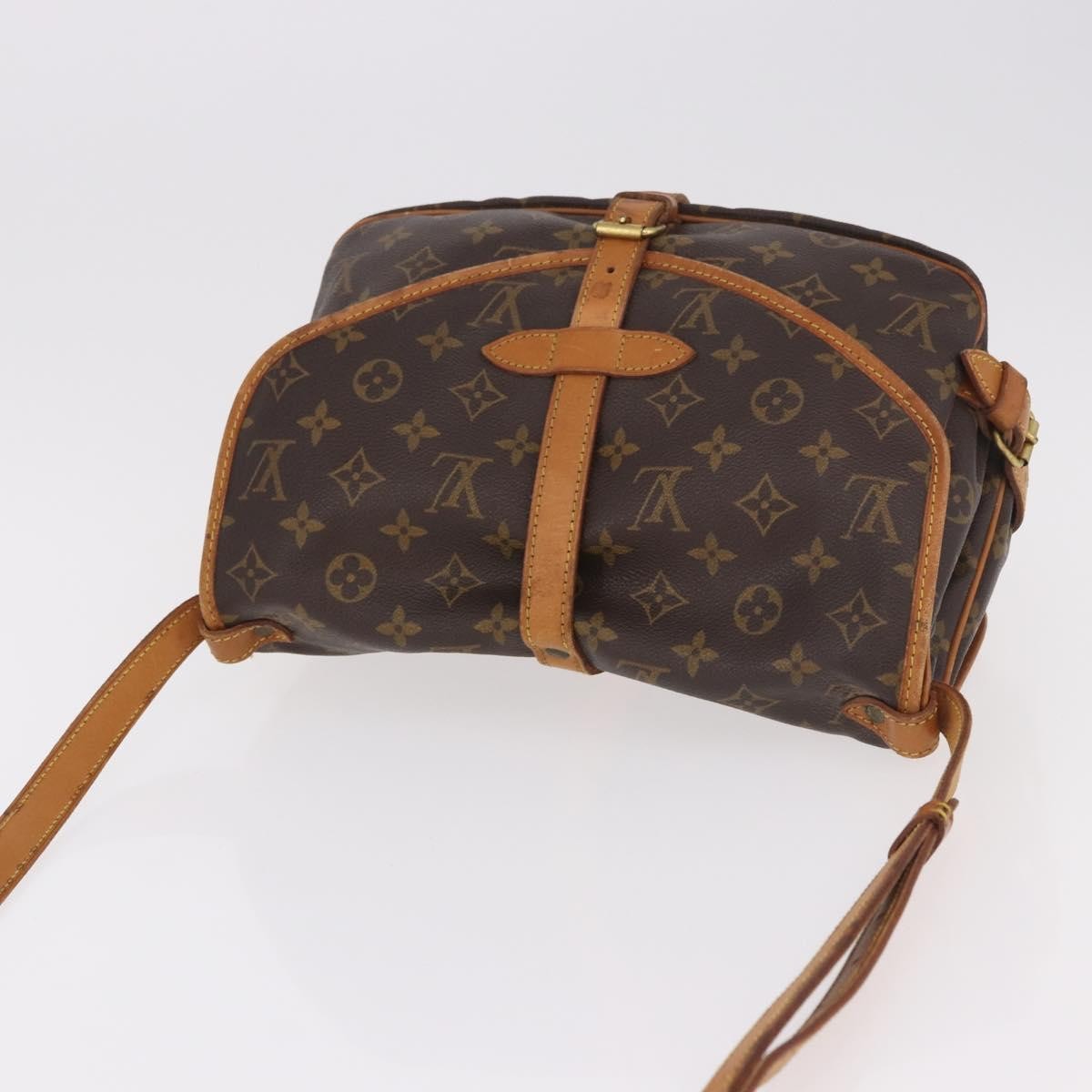 Louis Vuitton Saumur Handbag Monogram Canvas Brown Canvas Handbag (Pre-Owned)