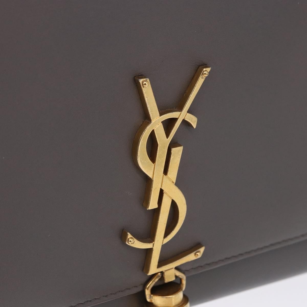 Saint Laurent Classic Monogram Tassel Leather Gray Leather Shoulder Bag Bag (Pre-Owned)