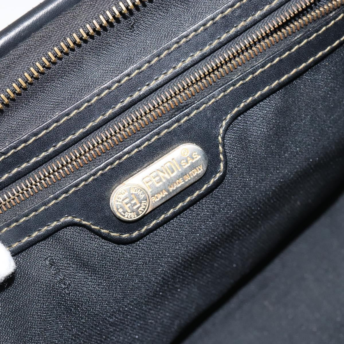 Fendi Vintage Pequin Boston Coated Canvas Black Canvas Bag (Pre-Owned)